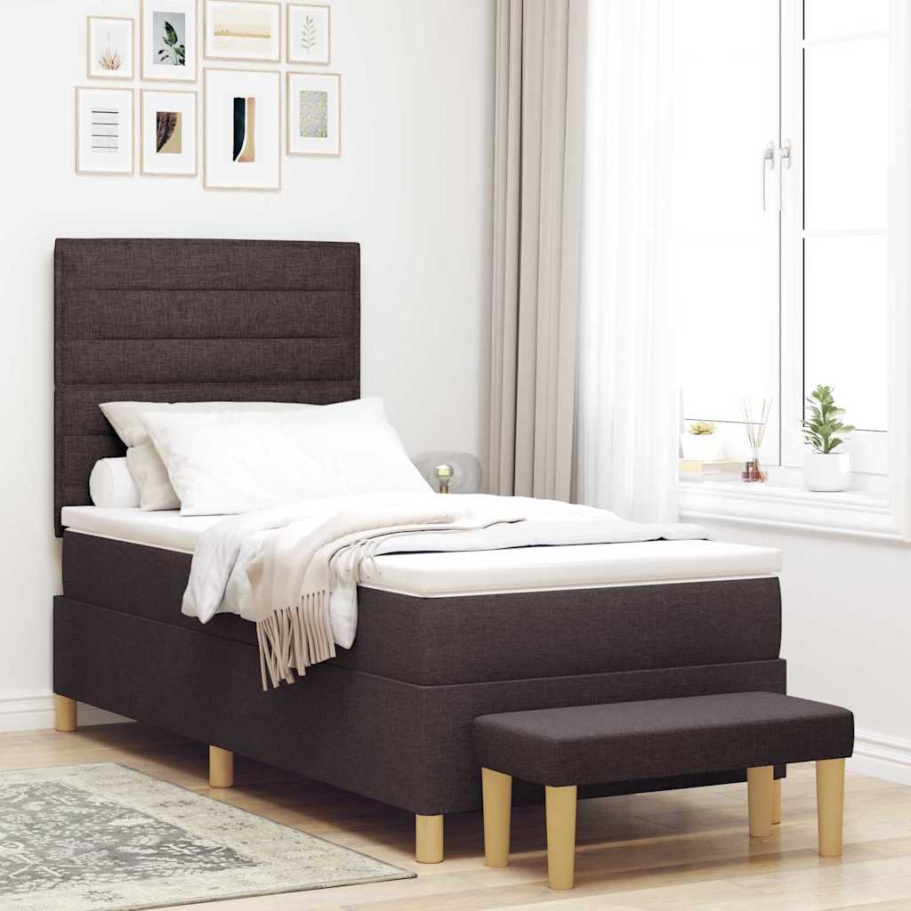 vidaXL Cama tipo Box Spring Marrón Oscuro 200 x 90 cm tela