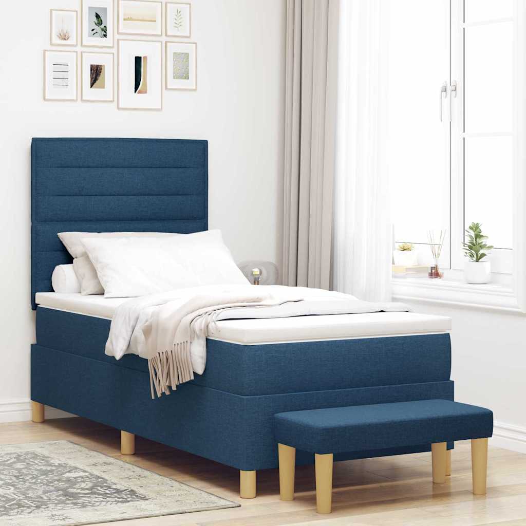 vidaXL Cama tipo Box Spring con cabecera Azul 200 x 90 cm tela