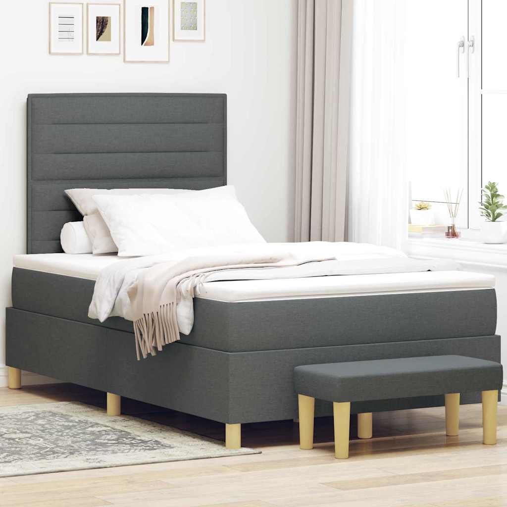 vidaXL Cama tipo Box Spring con cabecera Gris oscuro 200 x 120 cm tela