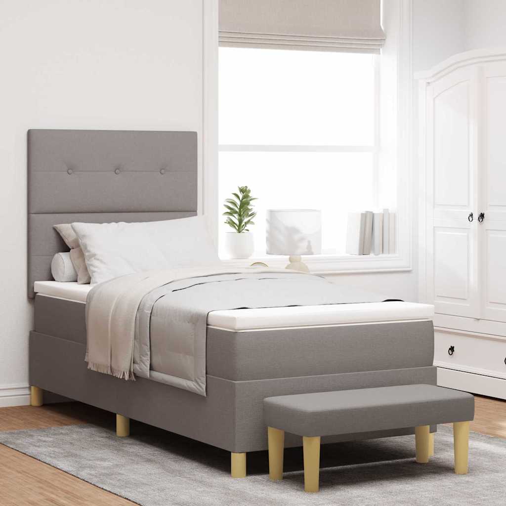 vidaXL Cama tipo Box Spring con cojín Taupé 200 x 90 cm tela