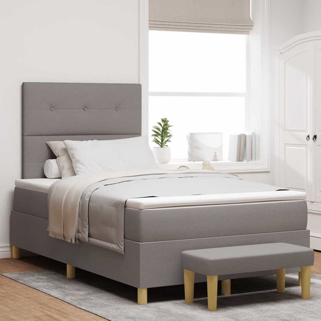 vidaXL Cama tipo Box Spring con cabecera Taupé 120 x 200 cm tela