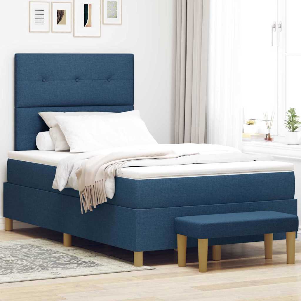 vidaXL Cama tipo Box Spring con cabecera Azul 200 x 120 cm tela