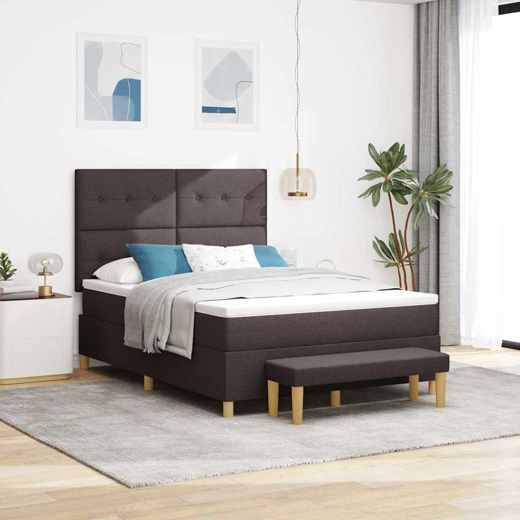 vidaXL Cama tipo Box Spring con cojín Marrón oscuro 200 x 140 cm tela