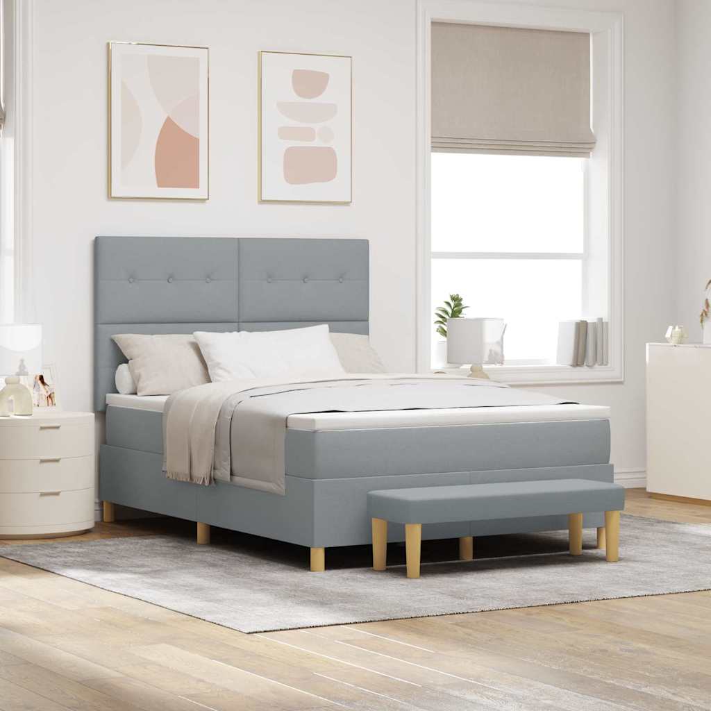 vidaXL Cama tipo Box Spring con cabecera Gris claro 200 x 160 cm tela