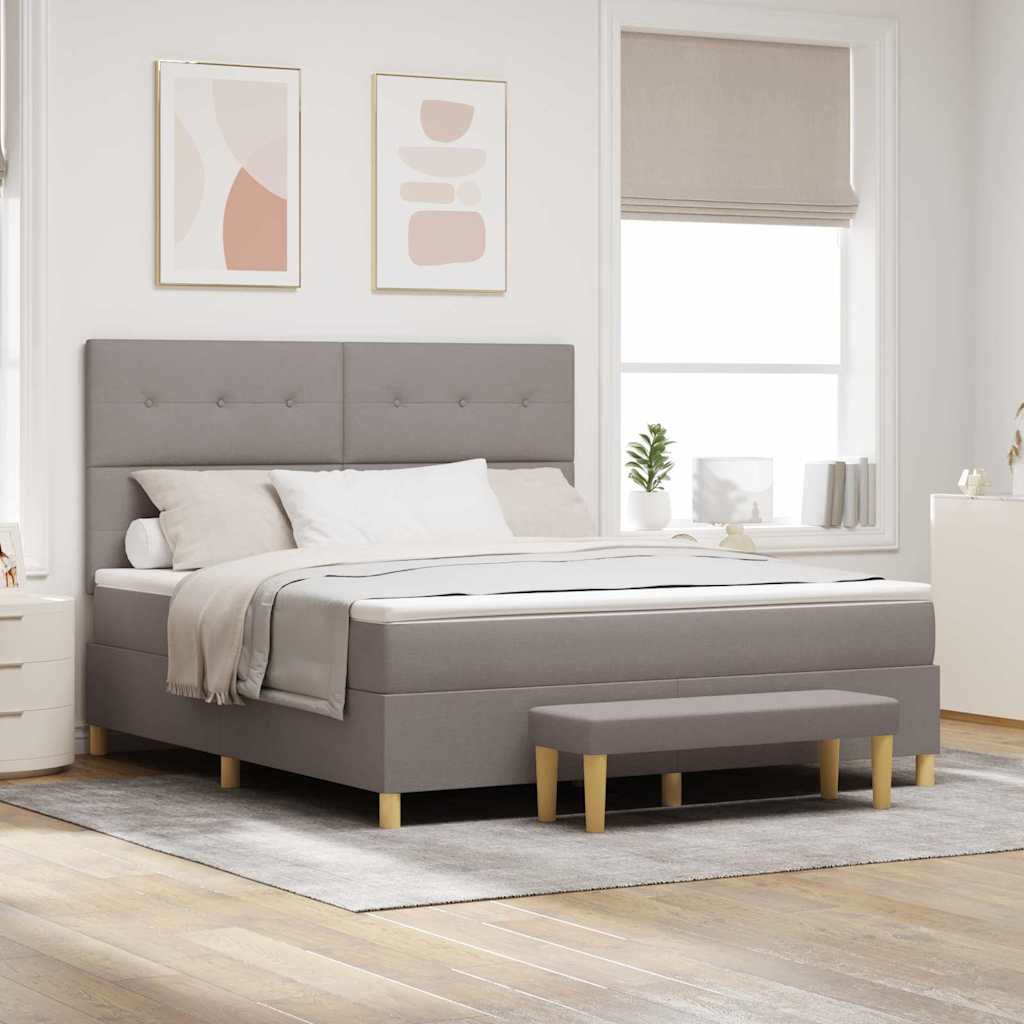 vidaXL Cama tipo Box Spring con cabecera Taupé 200 x 180 cm tela