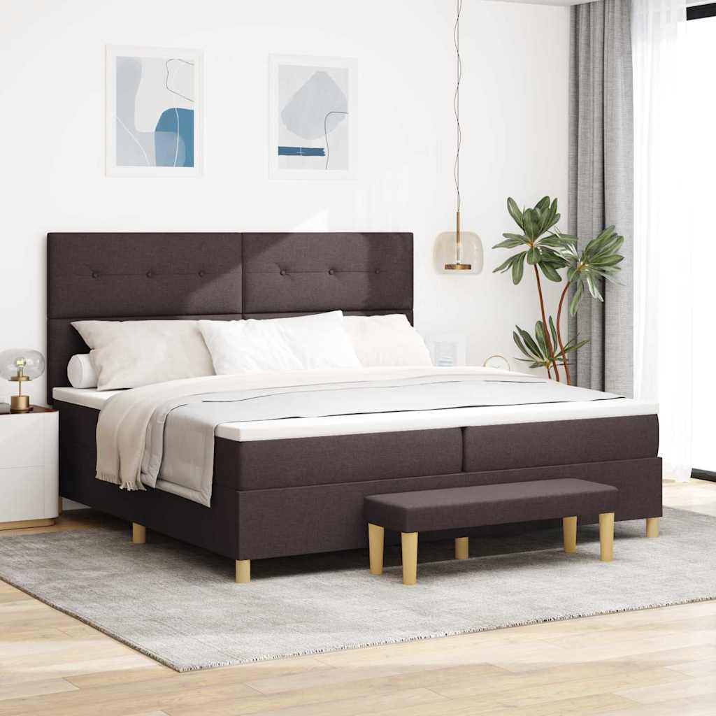 vidaXL Cama tipo Box Spring Marrón oscuro 200 x 200 cm tela