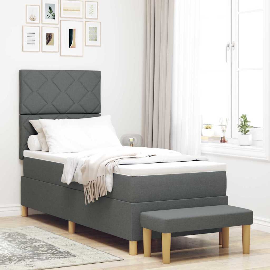 vidaXL Cama tipo Box Spring con cabecera Gris oscuro 200 x 80 cm tela