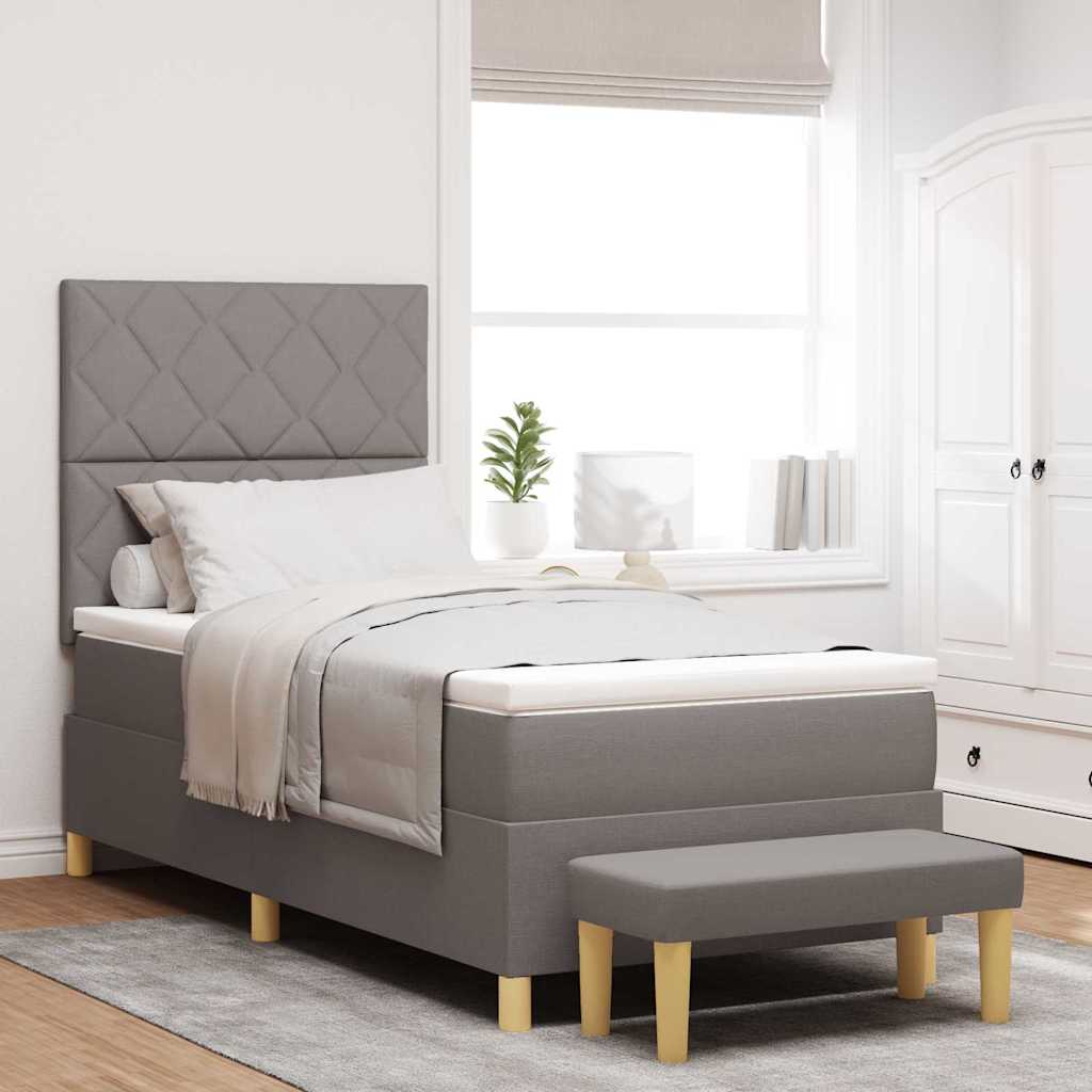 vidaXL Cama tipo Box Spring con cabecera Taupé 100 x 200 cm tela