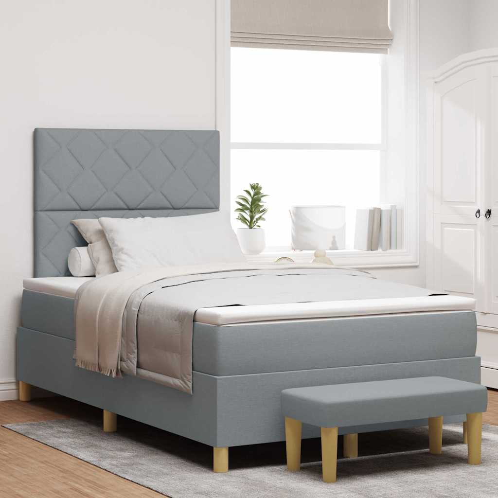 vidaXL Cama tipo Box Spring con cojín Gris claro 200 x 120 cm tela