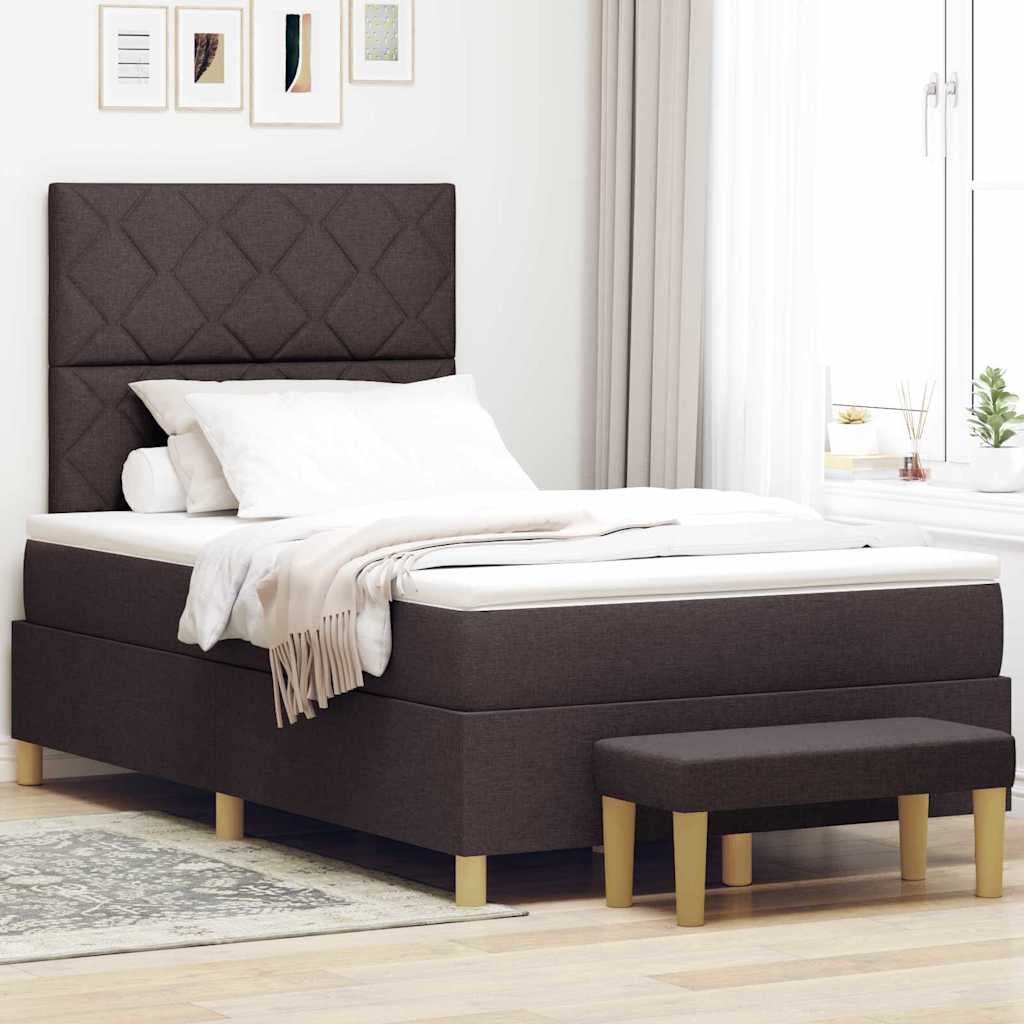 vidaXL Cama tipo Box Spring Marrón oscuro 200 x 120 cm tela