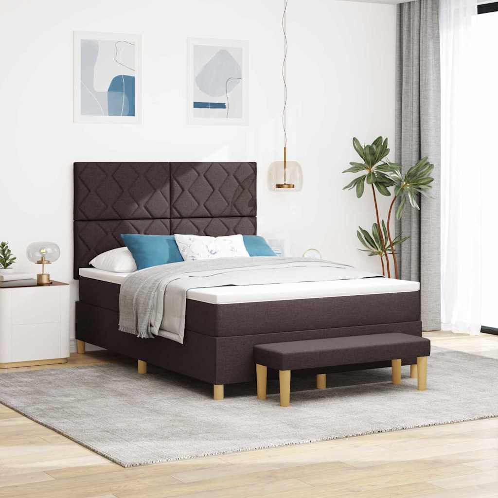 vidaXL Cama tipo Box Spring Marrón oscuro 200 x 140 cm tela