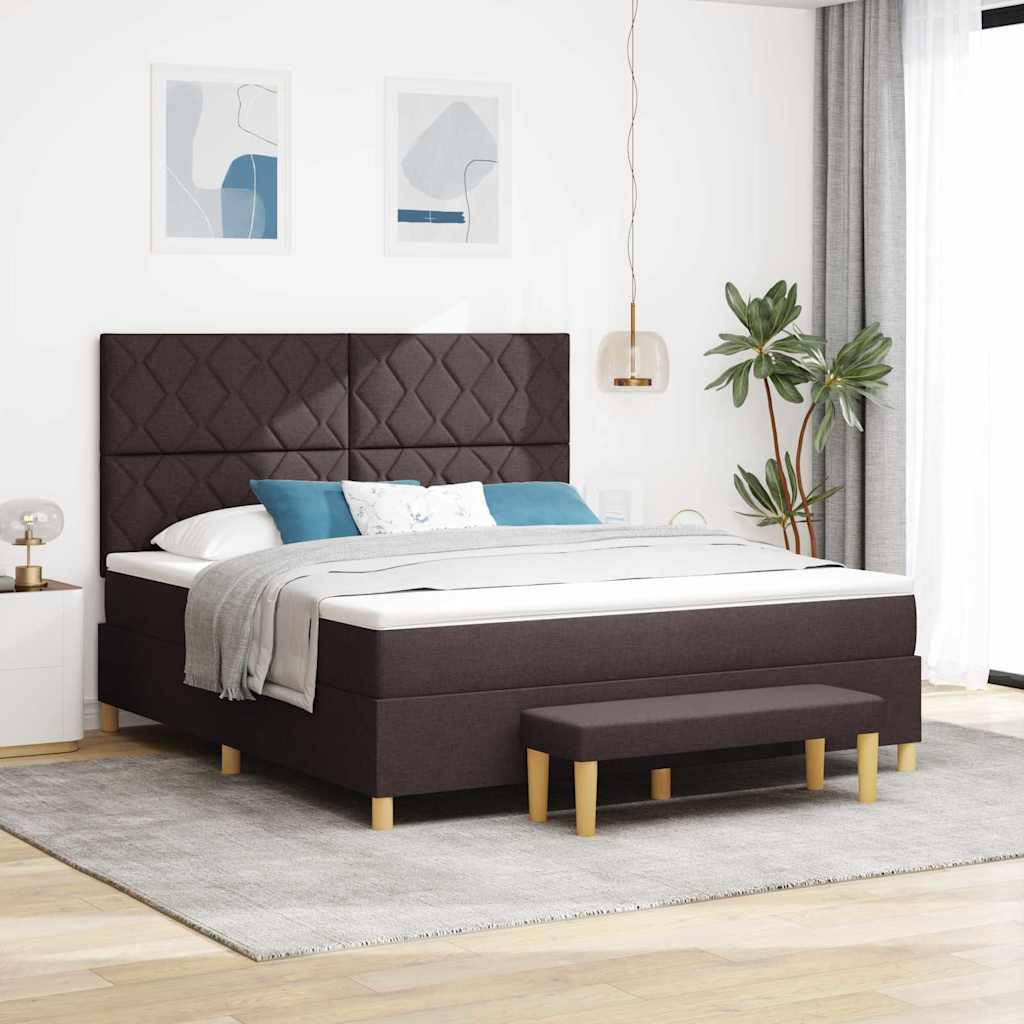vidaXL Cama tipo Box Spring Marrón Oscuro 200 x 180 cm tela
