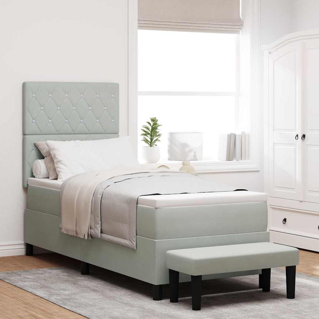 vidaXL Cama tipo Box Spring Gris claro 200 x 80 cm Terciopelo