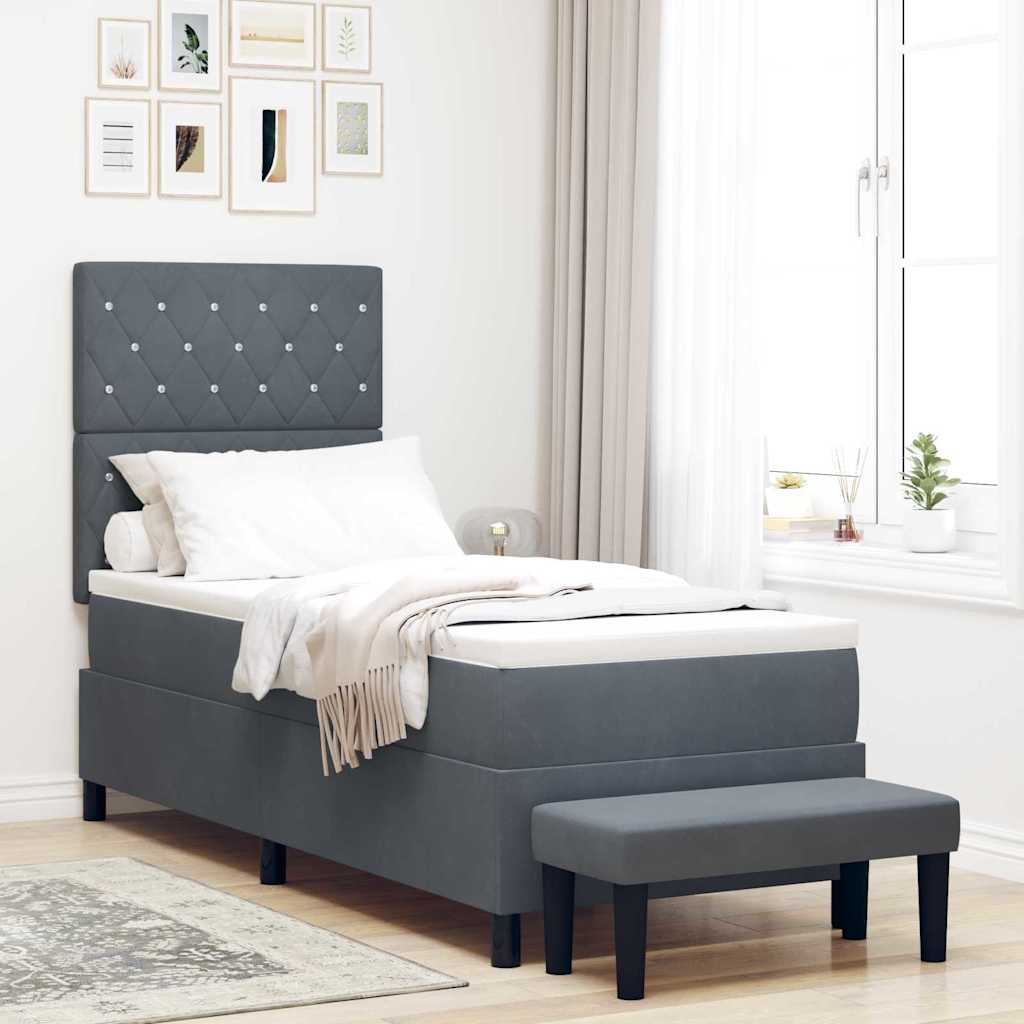 vidaXL Cama tipo Box Spring Gris oscuro 200 x 80 cm Terciopelo