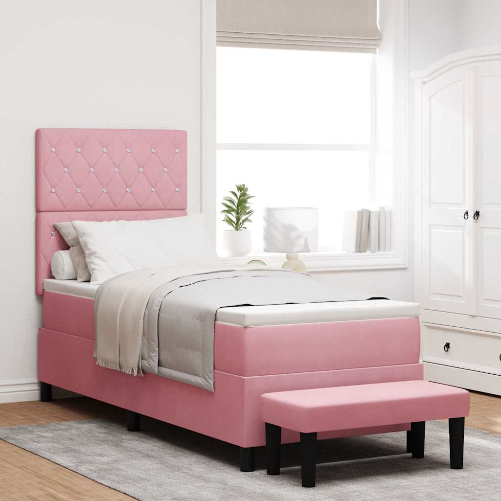 vidaXL Cama tipo Box Spring con cabecera Rosa 200 x 80 cm Terciopelo