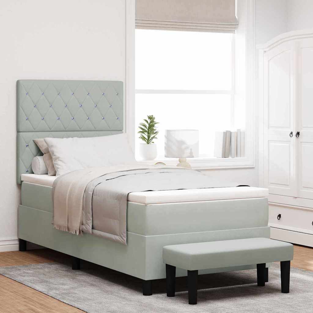 vidaXL Cama tipo Box Spring Gris claro 200 x 90 cm Terciopelo