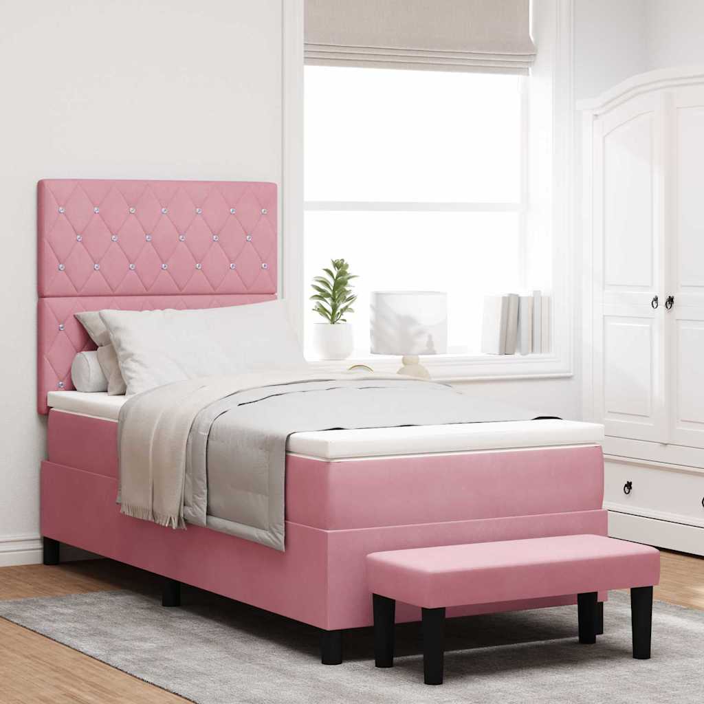 vidaXL Cama tipo Box Spring con cabecera Rosa 200 x 100 cm Terciopelo