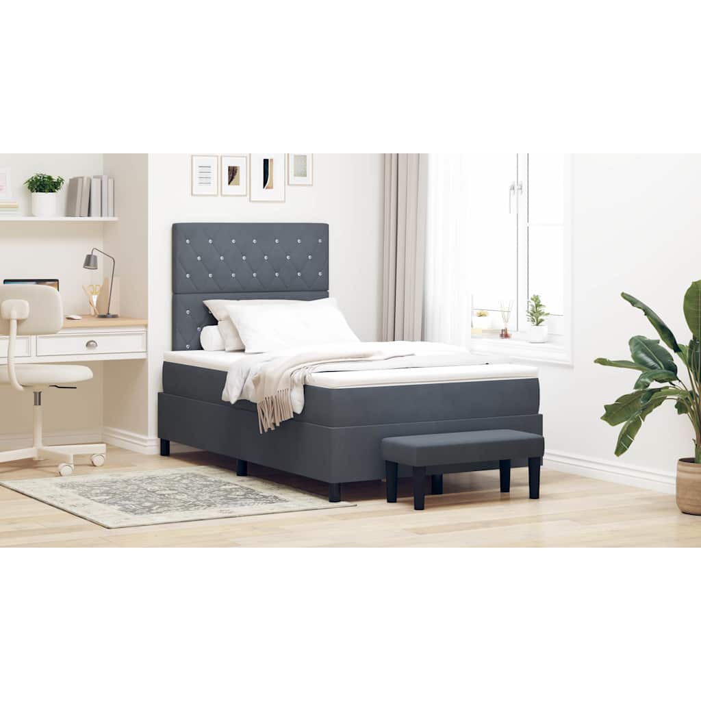 vidaXL Cama tipo Box Spring Gris oscuro 190 x 120 cm Terciopelo