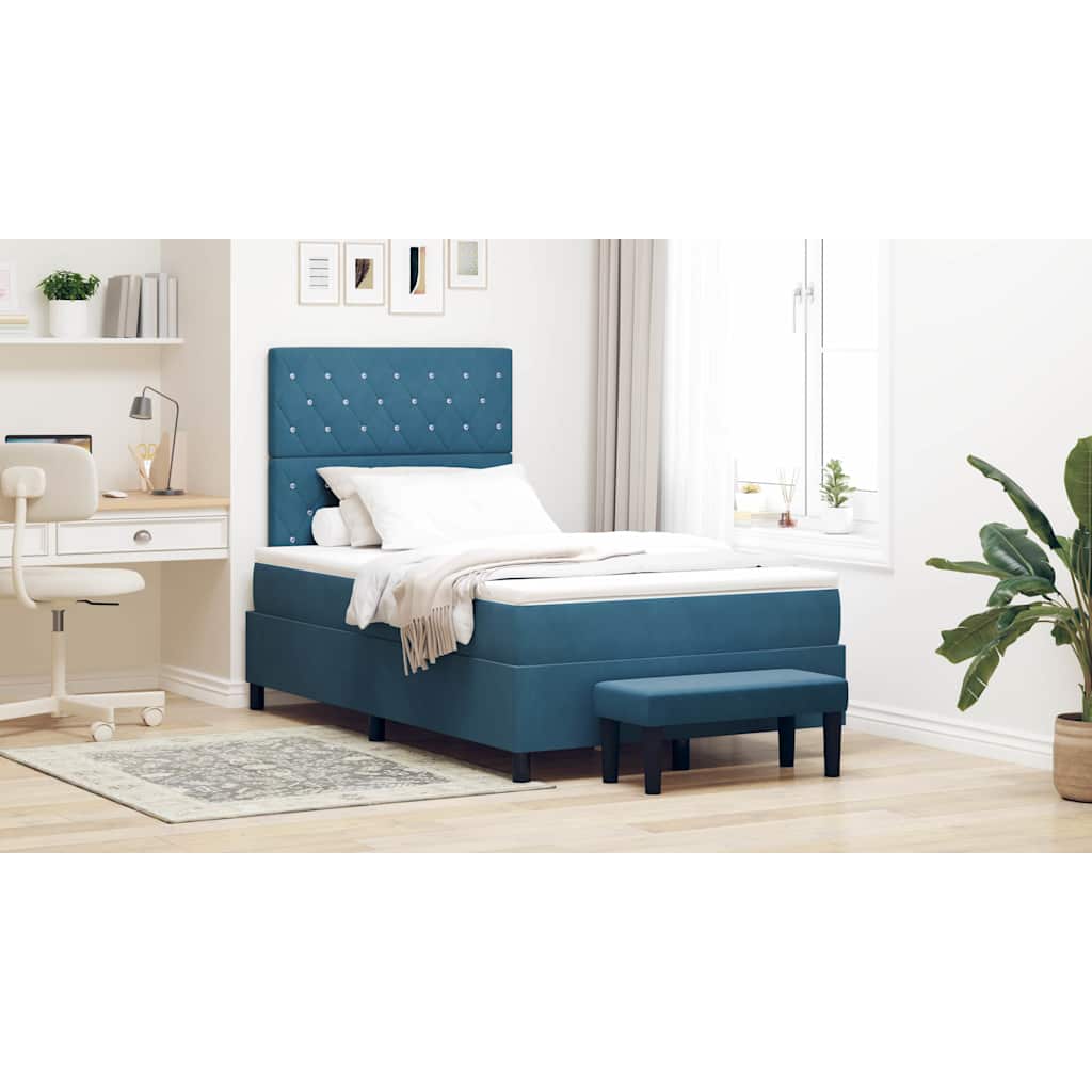 vidaXL Cama tipo Box Spring Azul oscuro 190 x 120 cm Terciopelo