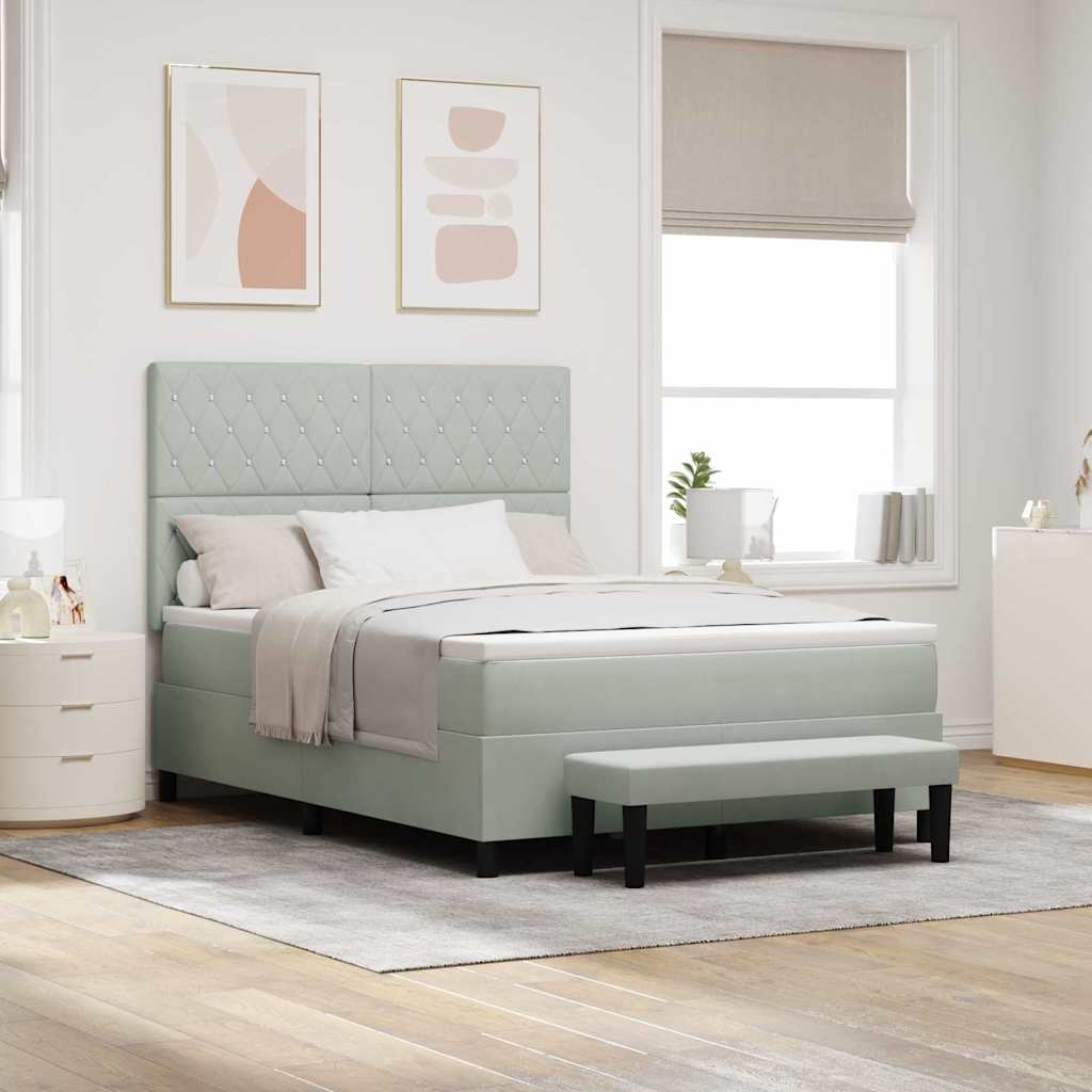 vidaXL Cama tipo Box Spring Gris claro 190 x 140 cm Terciopelo