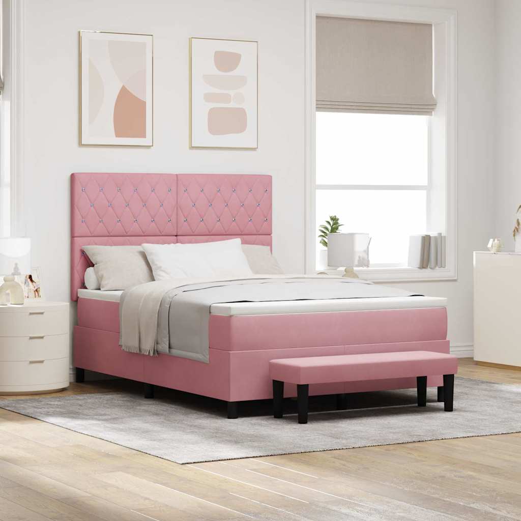vidaXL Cama tipo Box Spring con cabecera Rosa 200 x 140 cm Terciopelo