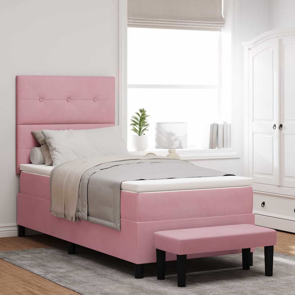 vidaXL Cama tipo Box Spring con cabecera Rosa 200 x 80 cm Terciopelo
