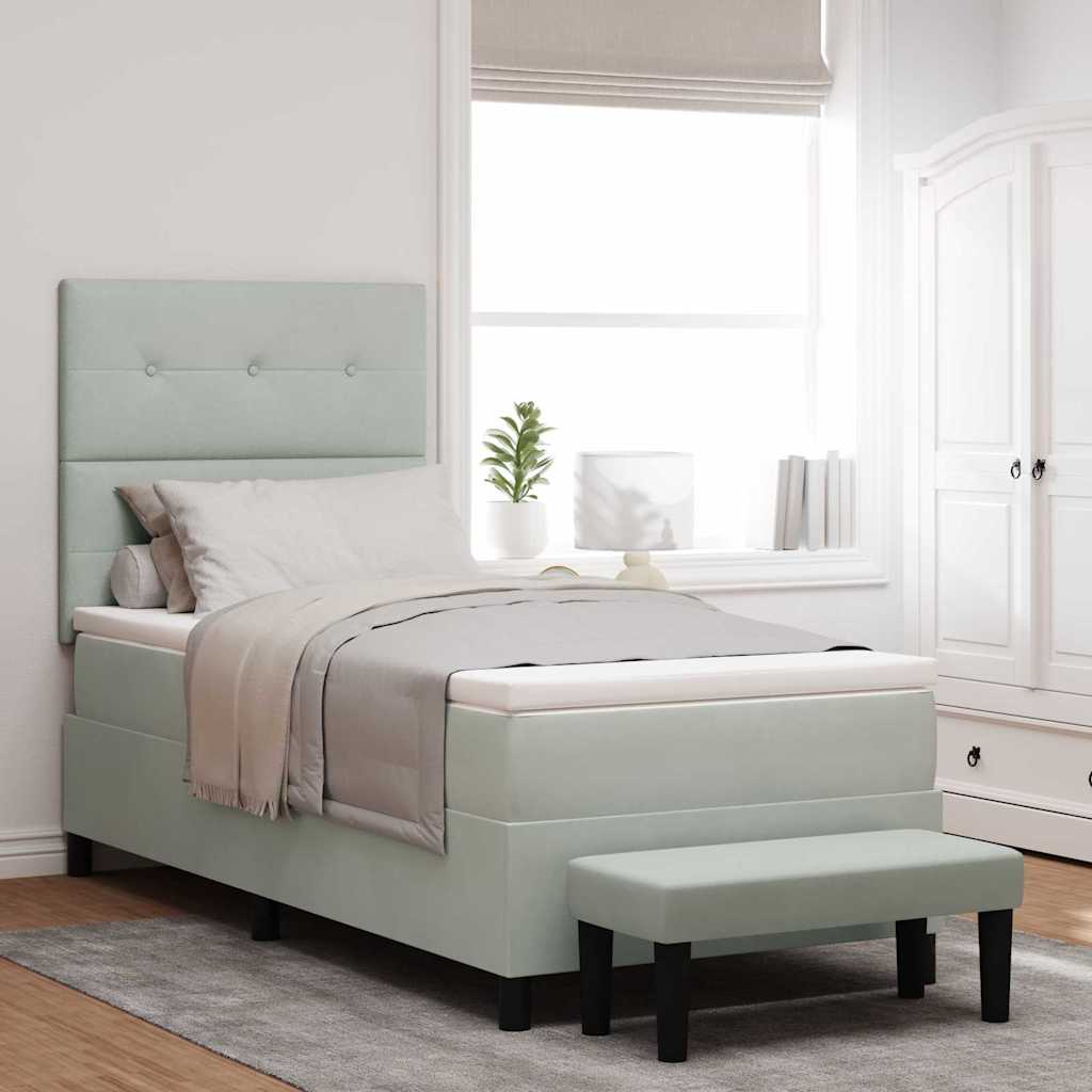 vidaXL Cama tipo Box Spring Gris claro 190 x 90 cm Terciopelo