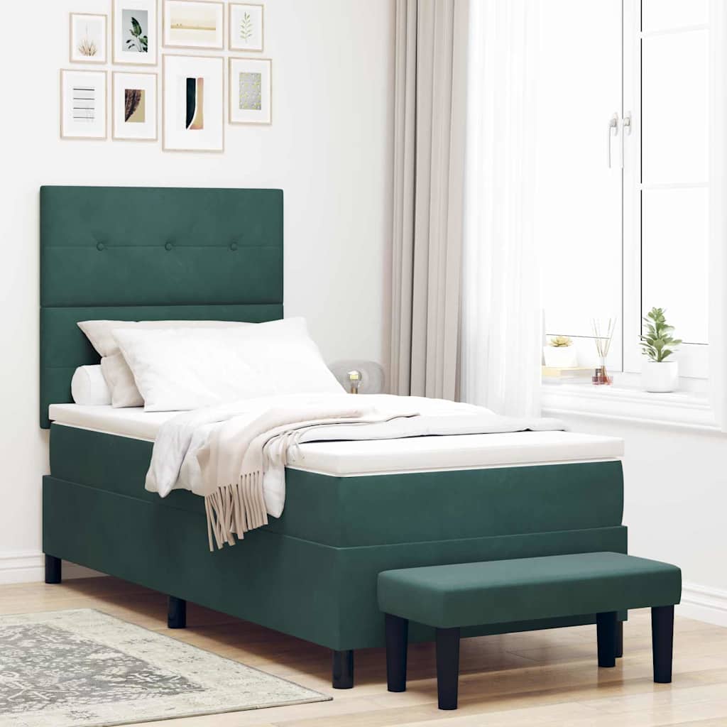 vidaXL Cama tipo Box Spring Verde oscuro 190 x 90 cm Terciopelo