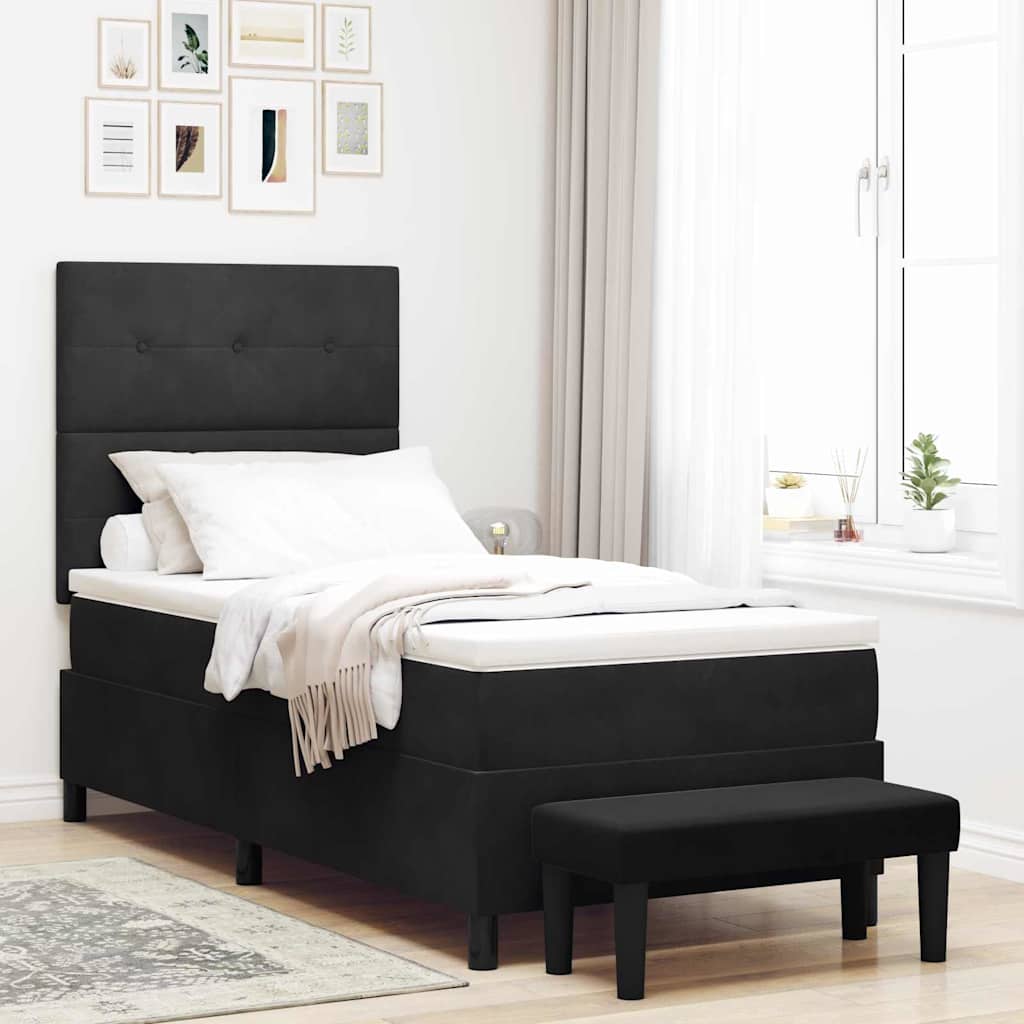 vidaXL Cama tipo Box Spring con cabecera Negro 200 x 100 cm Terciopelo