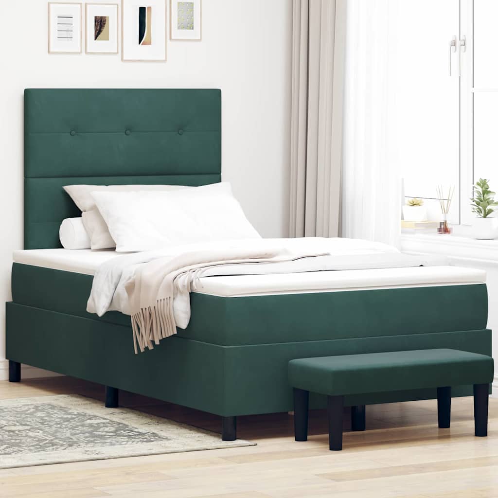 vidaXL Cama tipo Box Spring Verde oscuro 200 x 120 cm Terciopelo