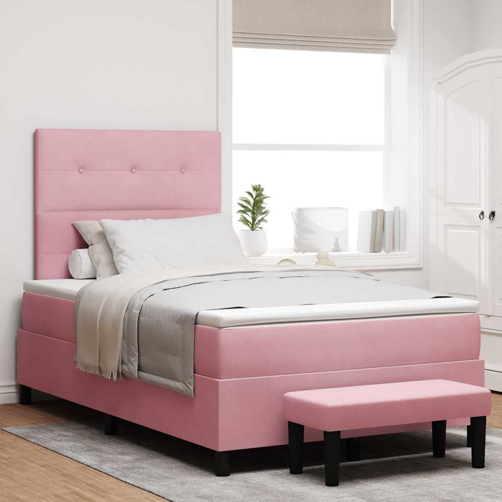 vidaXL Cama tipo Box Spring con cabecera Rosa 200 x 120 cm Terciopelo