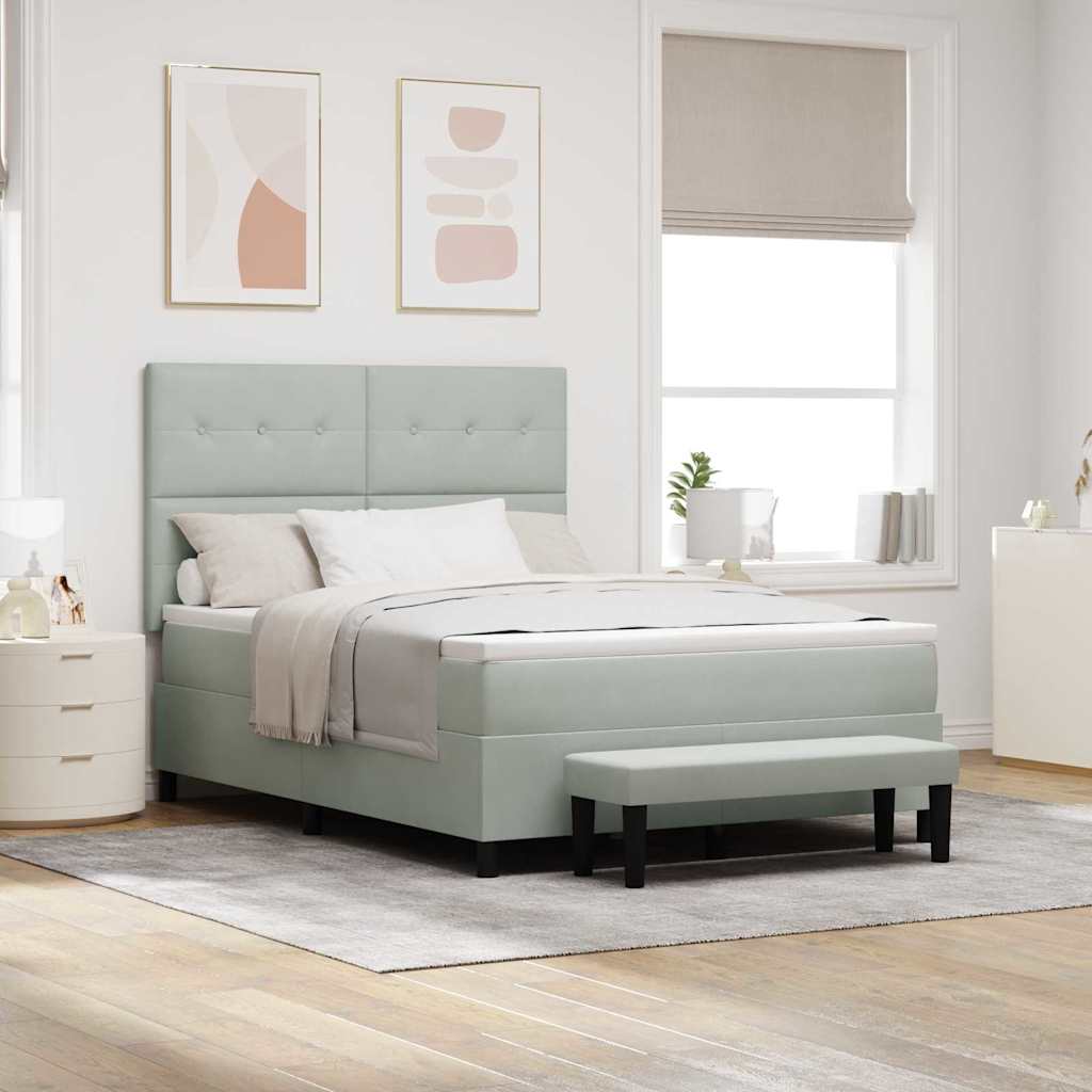 vidaXL Cama tipo Box Spring Gris claro 190 x 140 cm Terciopelo
