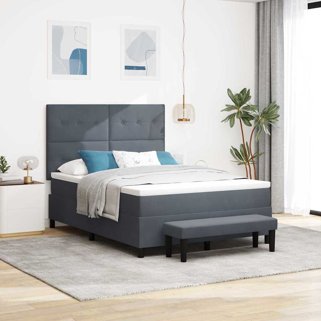 vidaXL Cama tipo Box Spring Gris oscuro 200 x 160 cm Terciopelo