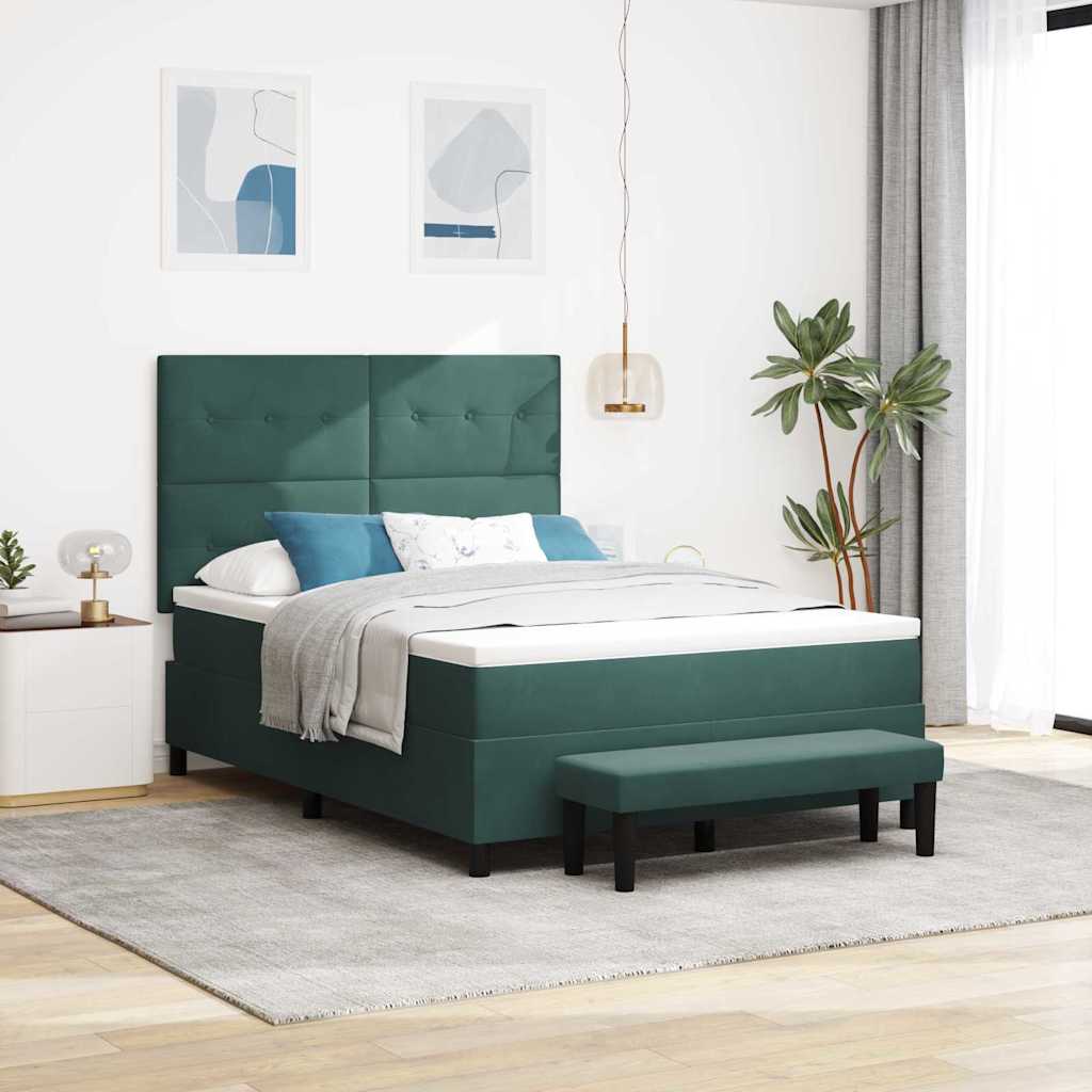 vidaXL Cama tipo Box Spring Verde oscuro 200 x 160 cm Terciopelo