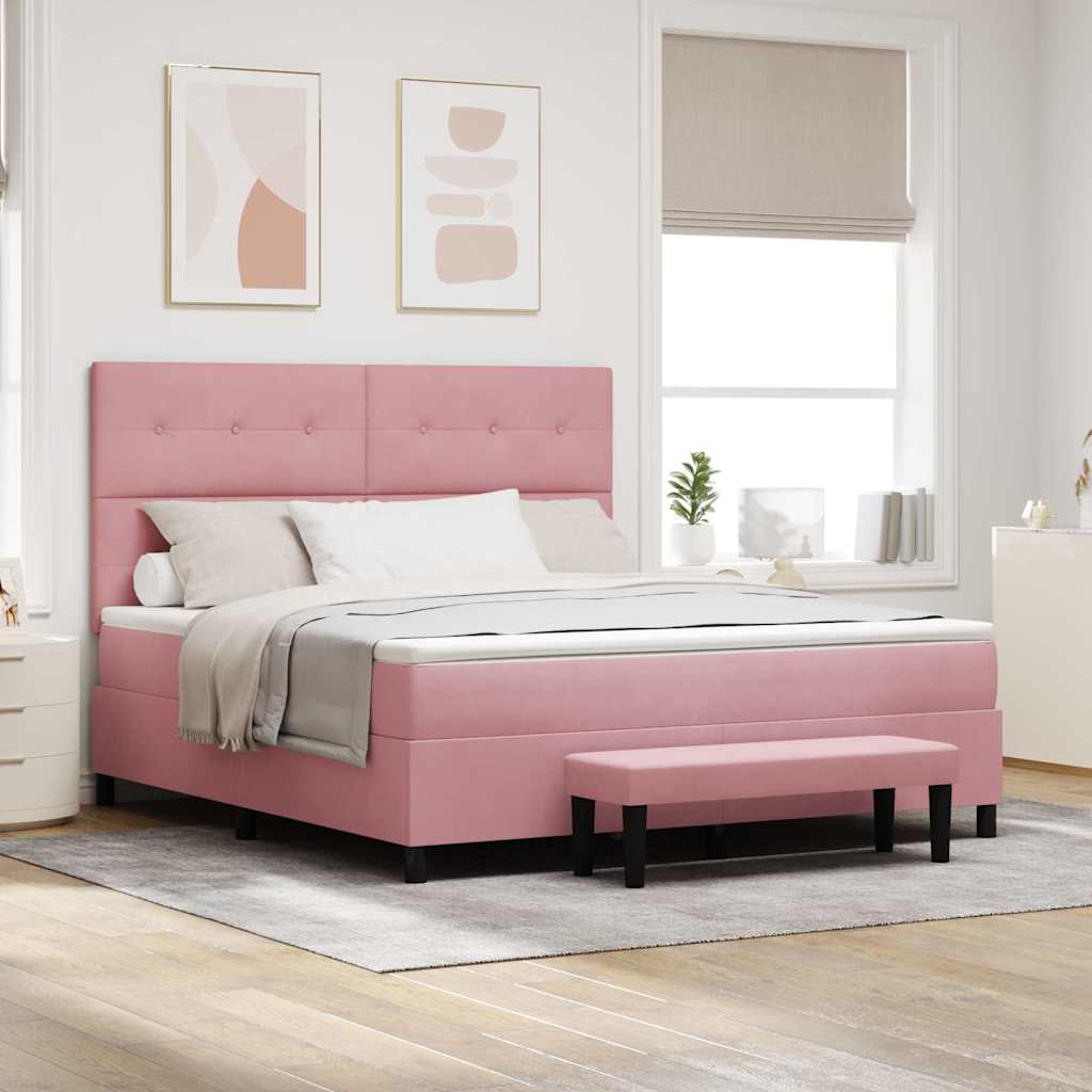 vidaXL Cama tipo Box Spring con cabecera Rosa 200 x 180 cm Terciopelo