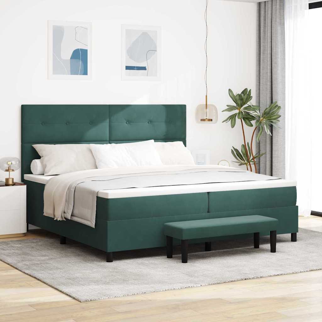 vidaXL Cama tipo Box Spring Verde oscuro 200 x 200 cm Terciopelo