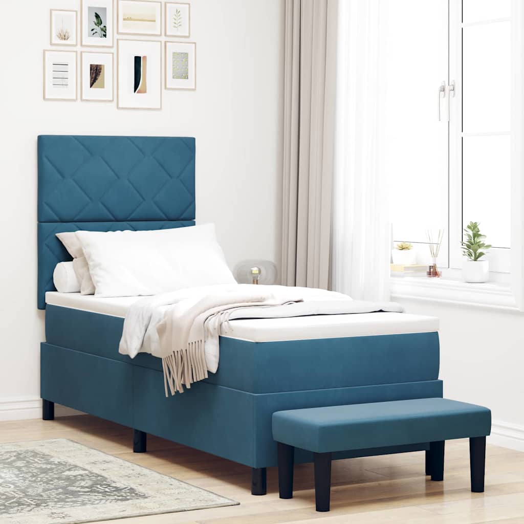 vidaXL Cama tipo Box Spring Azul oscuro 200 x 80 cm Terciopelo