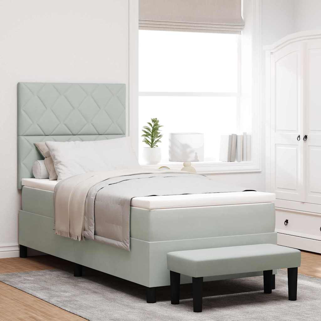 vidaXL Cama tipo Box Spring Gris Claro 200 x 90 cm Terciopelo