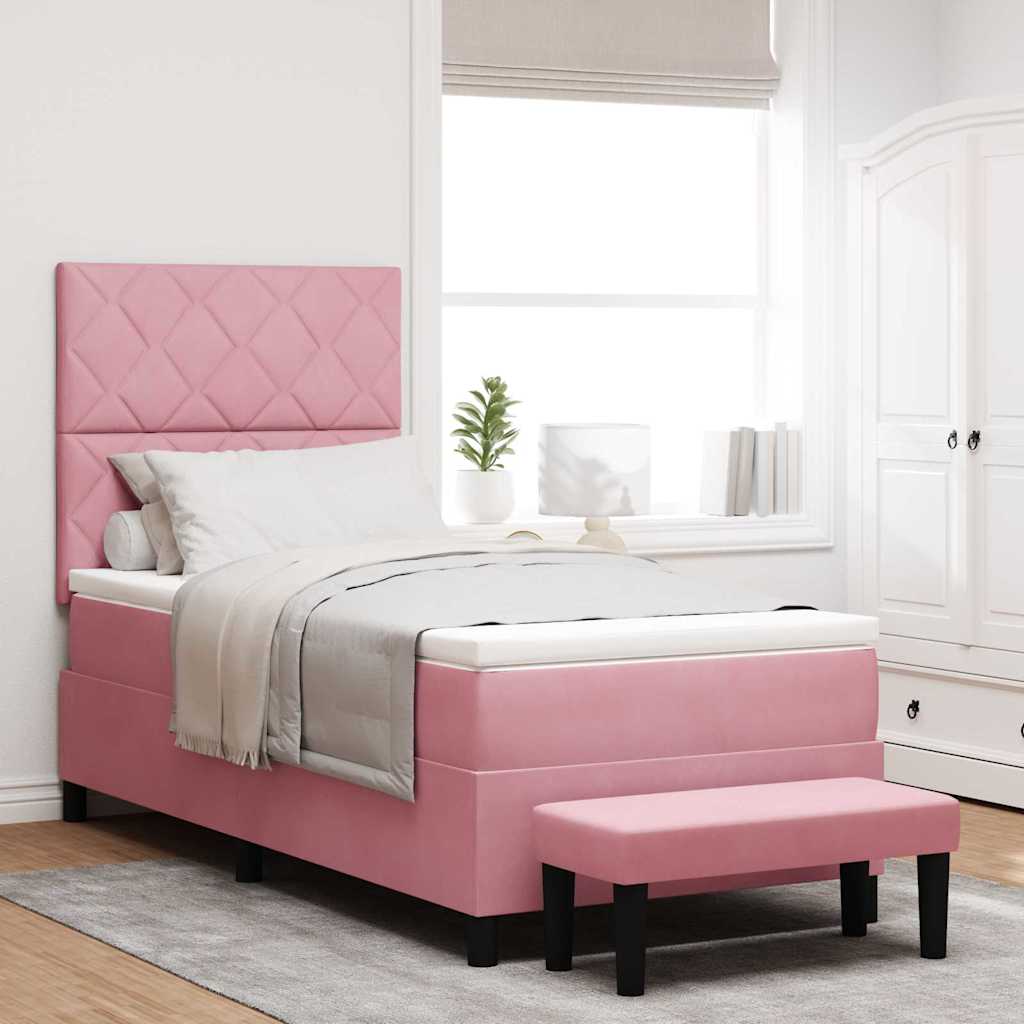 vidaXL Cama tipo Box Spring con cabecera Rosa 200 x 90 cm Terciopelo