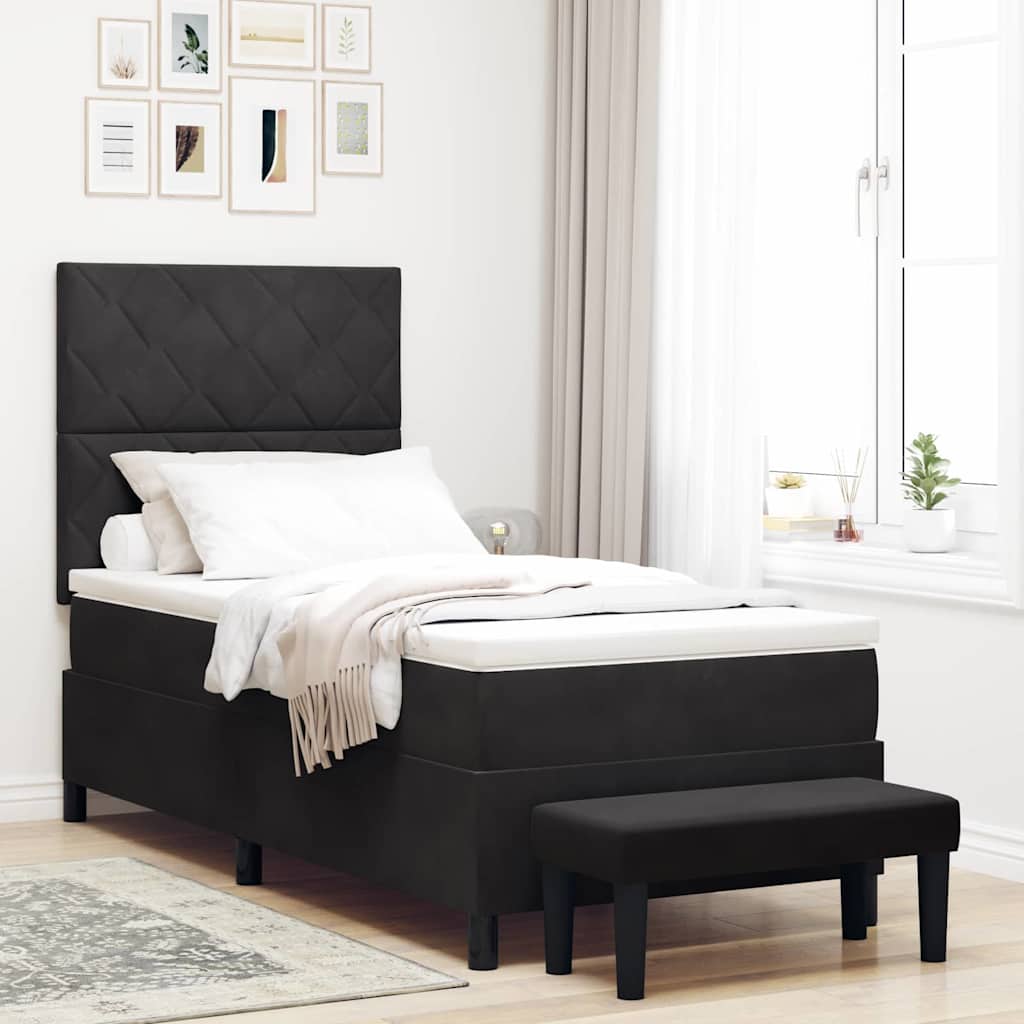 vidaXL Cama tipo Box Spring con cabecera Negro 200 x 100 cm Terciopelo