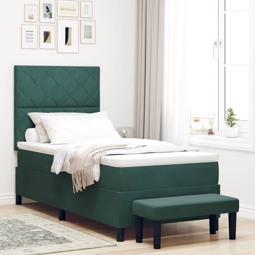 vidaXL Cama tipo Box Spring Verde oscuro 200 x 100 cm Terciopelo