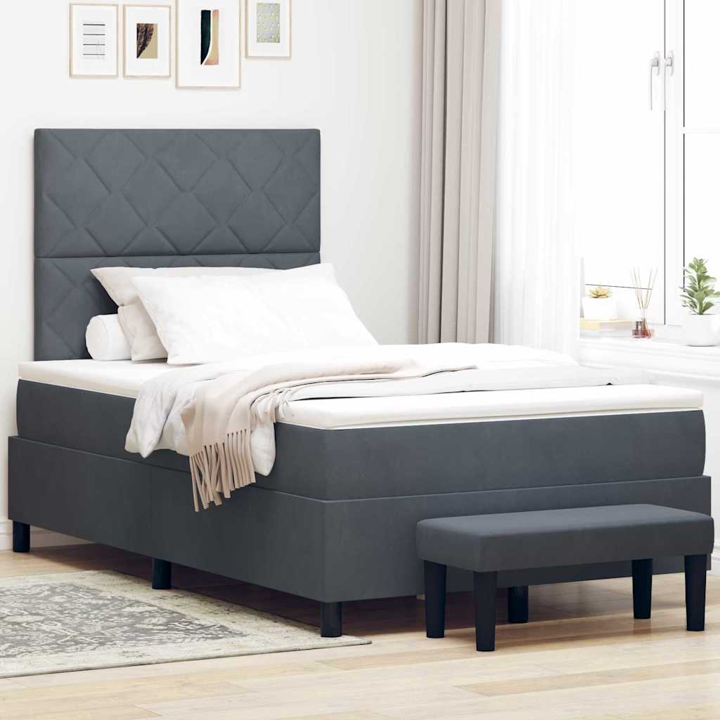 vidaXL Cama tipo Box Spring Gris oscuro 200 x 120 cm Terciopelo