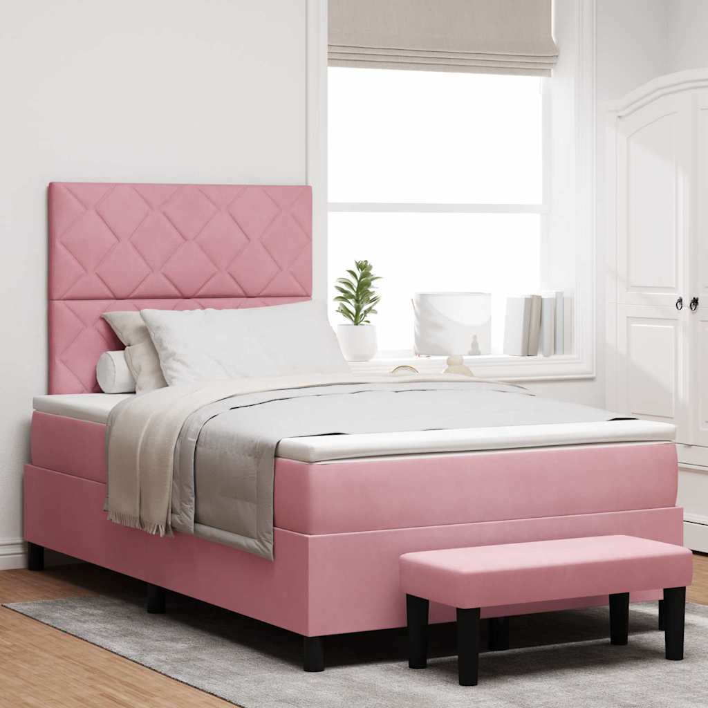 vidaXL Cama tipo Box Spring con cabecera Rosa 200 x 120 cm Terciopelo