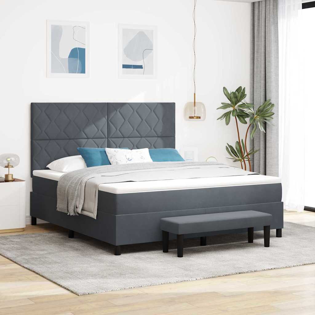 vidaXL Cama tipo Box Spring Gris oscuro 200 x 180 cm Terciopelo