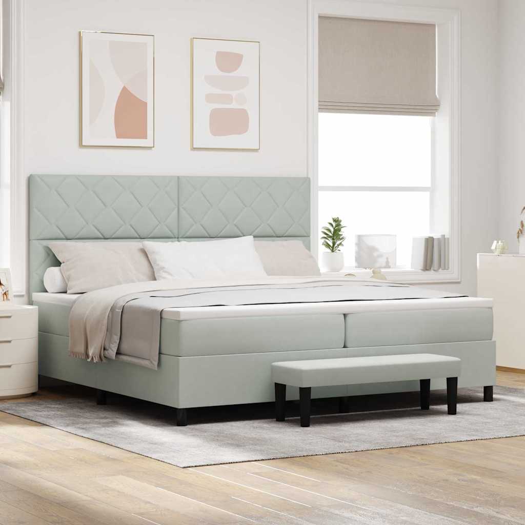vidaXL Cama tipo Box Spring Gris Claro 200 x 200 cm Terciopelo
