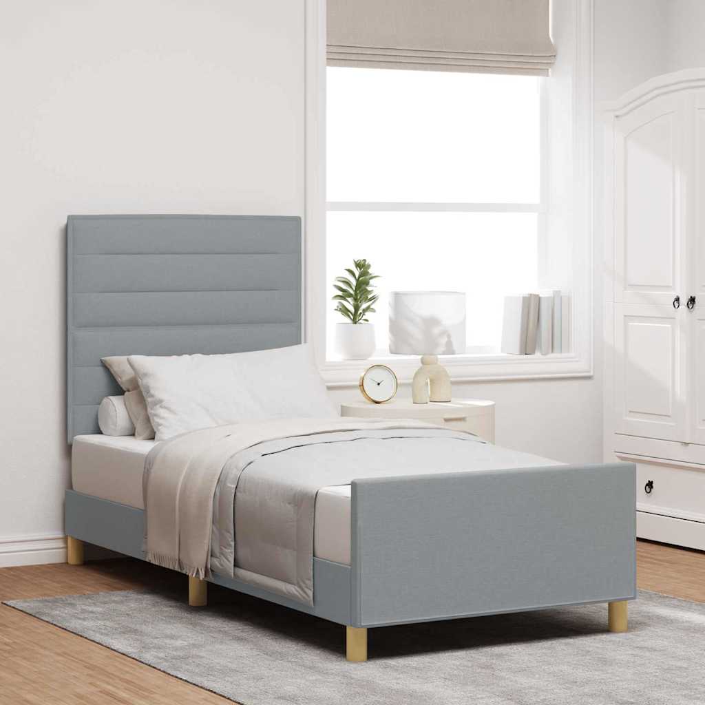 vidaXL Estructura de cama con cabecera Gris claro 100 x 200 cm tela
