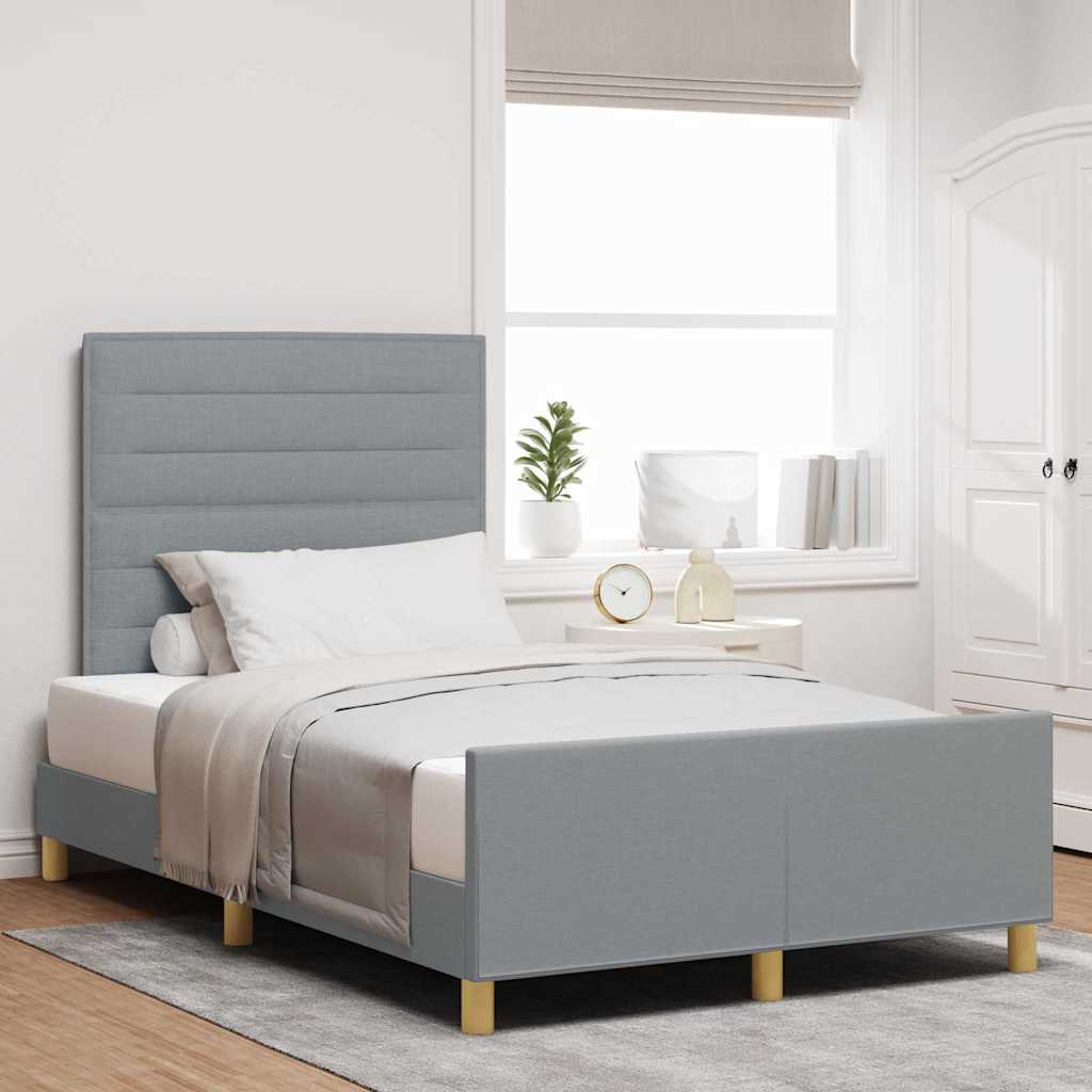 vidaXL Estructura de cama con cabecera Gris claro 120 x 200 cm tela