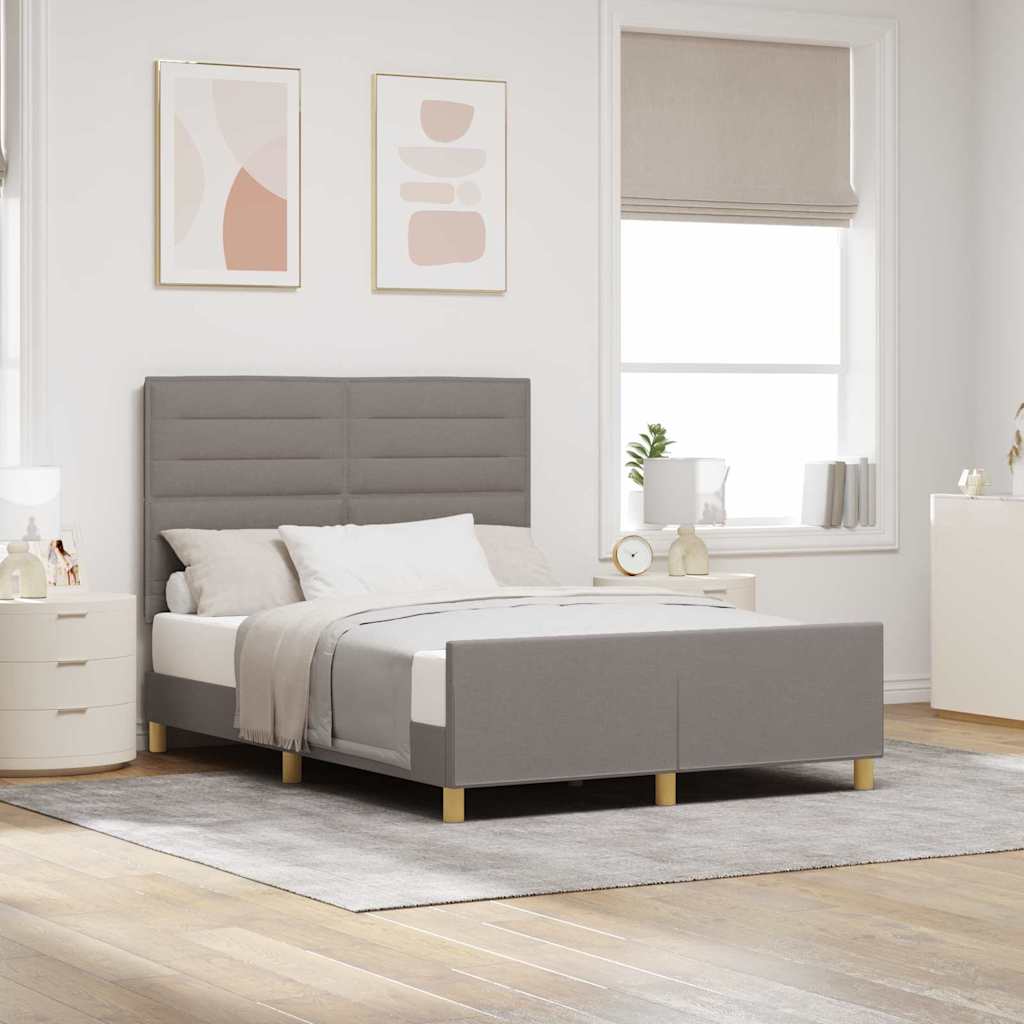 vidaXL Estructura de cama con cabecera Taupé 140 x 200 cm tela