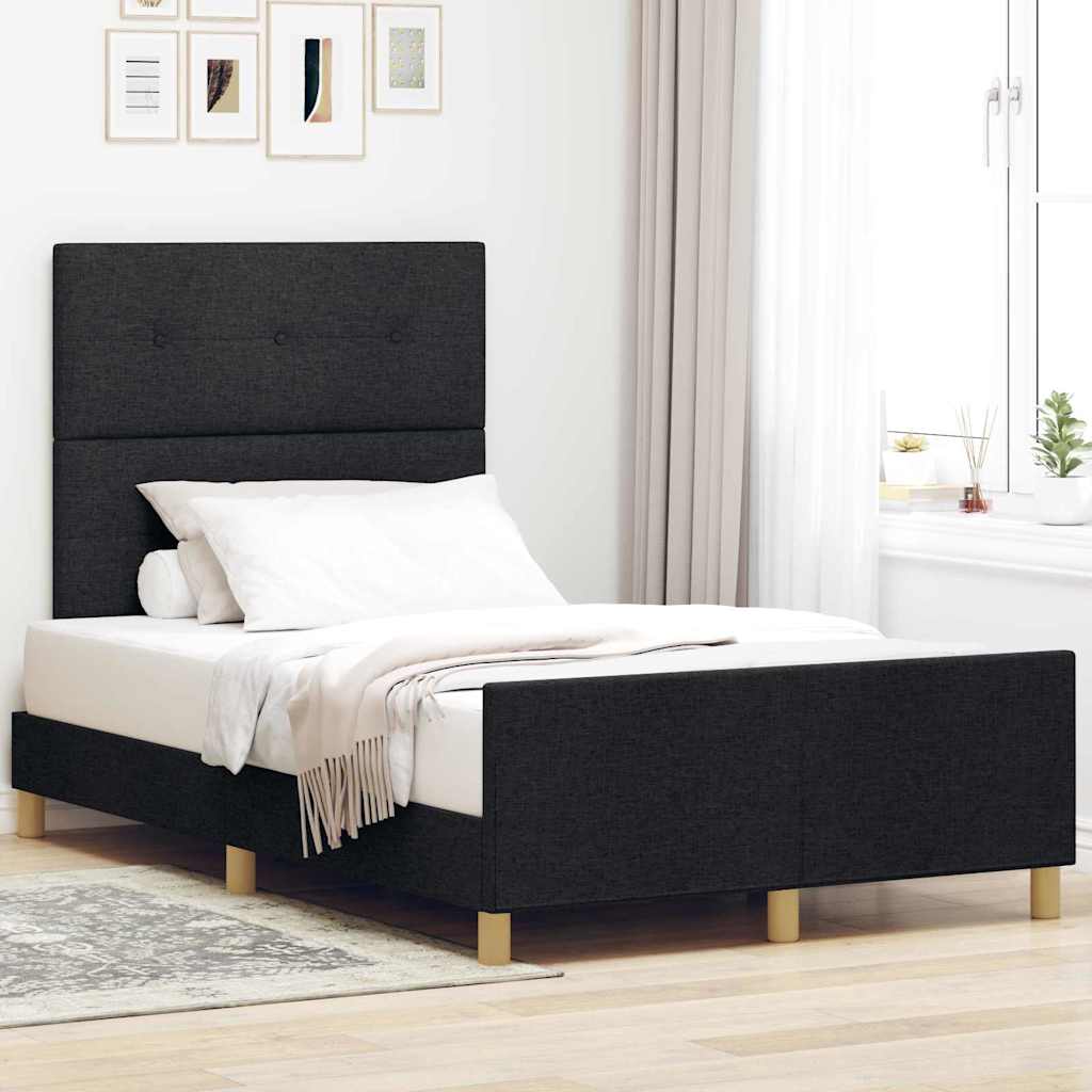 vidaXL Estructura de cama con cabecera Negro 120 x 190 cm tela