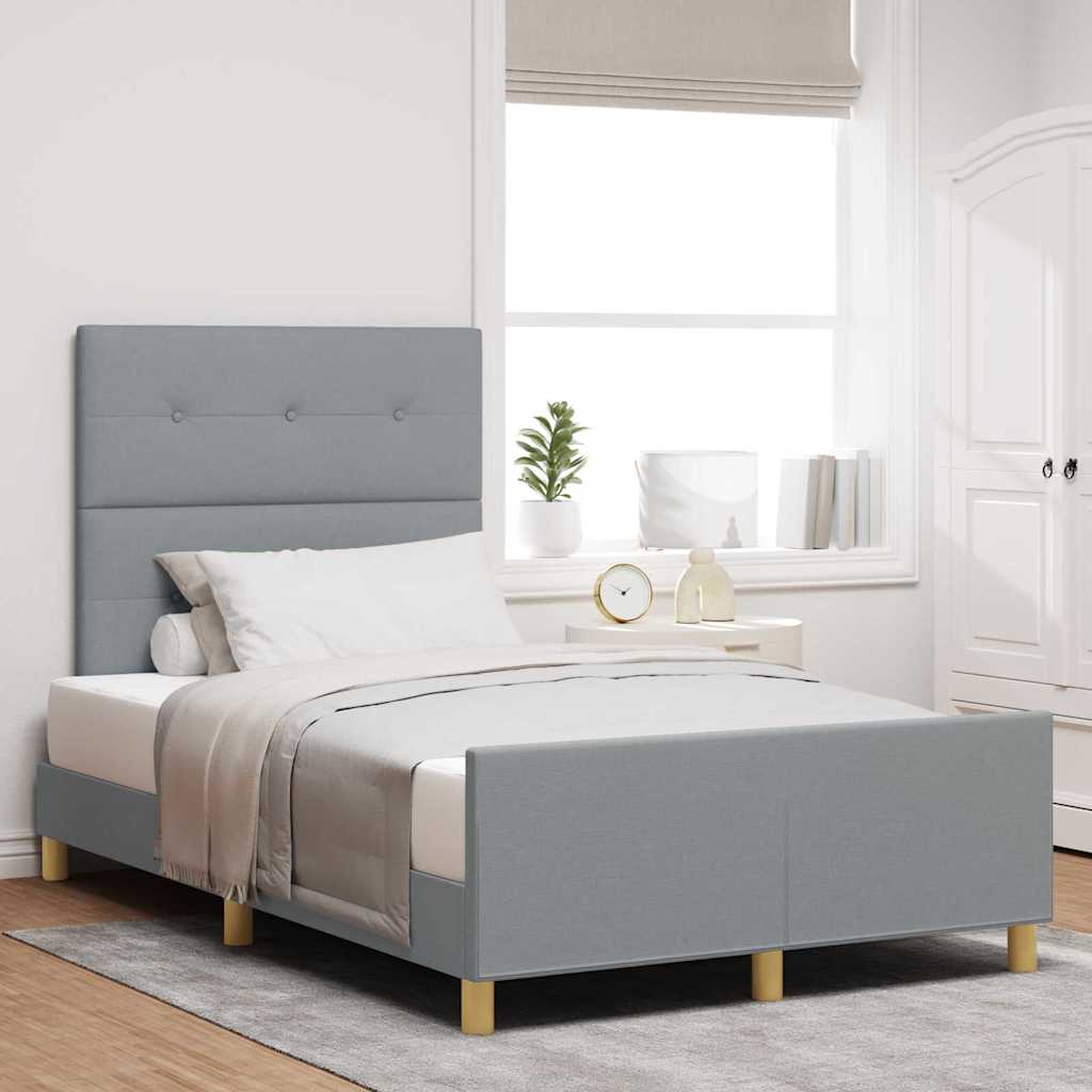 vidaXL Estructura de cama con cabecera Gris claro 120 x 200 cm tela